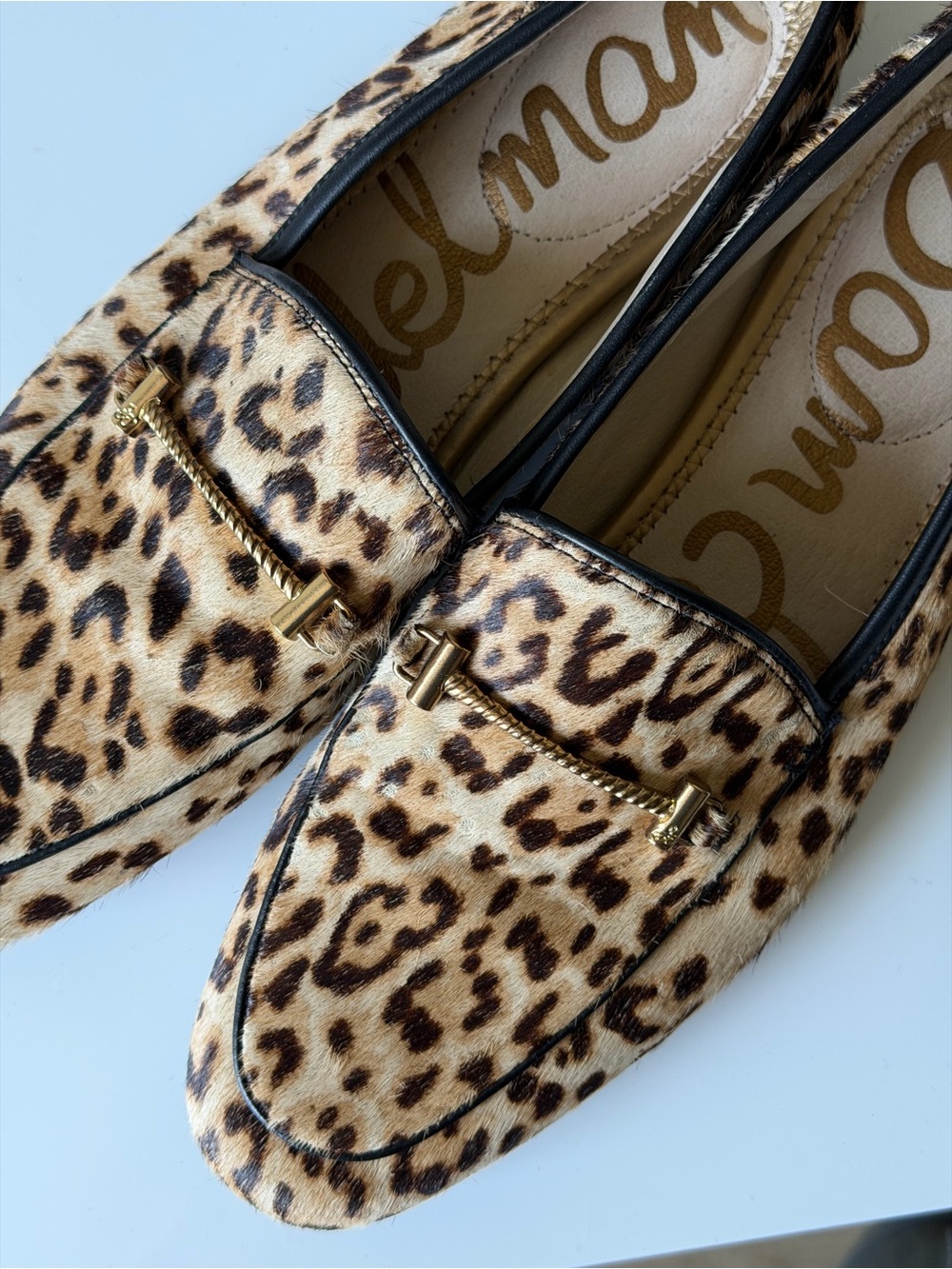 Sam Edelman Leopard Print Loafers with Gold Bit - Picture 3 of 4